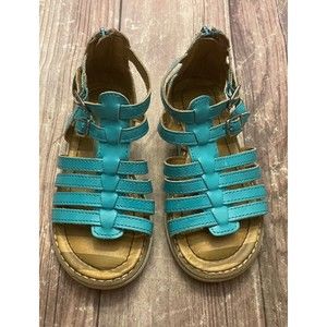 Hanna Andersson Little Girl Toddler Turquoise Gladiator Sandals Shoes, Size 10